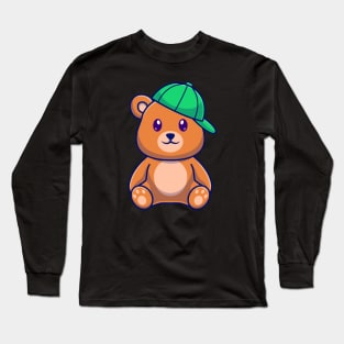 Cute Brown Sitting With Hat Cartoon Long Sleeve T-Shirt